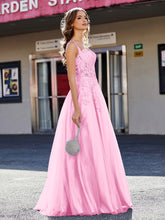 A-line Square Floor length Tulle Prom Dresses Candy Pink