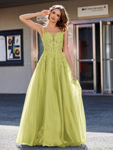 A-line Square Floor length Tulle Prom Dresses Clover