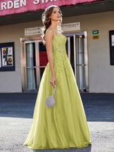 A-line Square Floor length Tulle Prom Dresses Clover