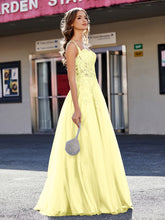 A-line Square Floor length Tulle Prom Dresses Daffodil
