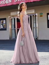 A-line Square Floor length Tulle Prom Dresses Dusk