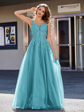A-line Square Floor length Tulle Prom Dresses Jade