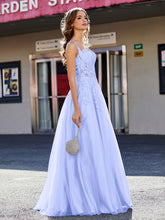 A-line Square Floor length Tulle Prom Dresses Lavender