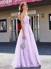 A-line Square Floor length Tulle Prom Dresses Lilac