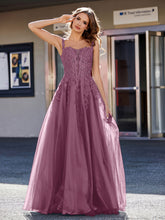 A-line Square Floor length Tulle Prom Dresses Mulberry