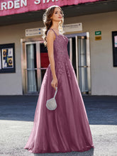 A-line Square Floor length Tulle Prom Dresses Mulberry