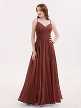 Long Chiffon Spaghetti Strap Dresses Terracotta
