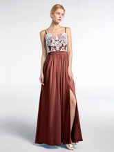 Ivory Lace Spaghetti Strap Front Slit Dress Terracotta
