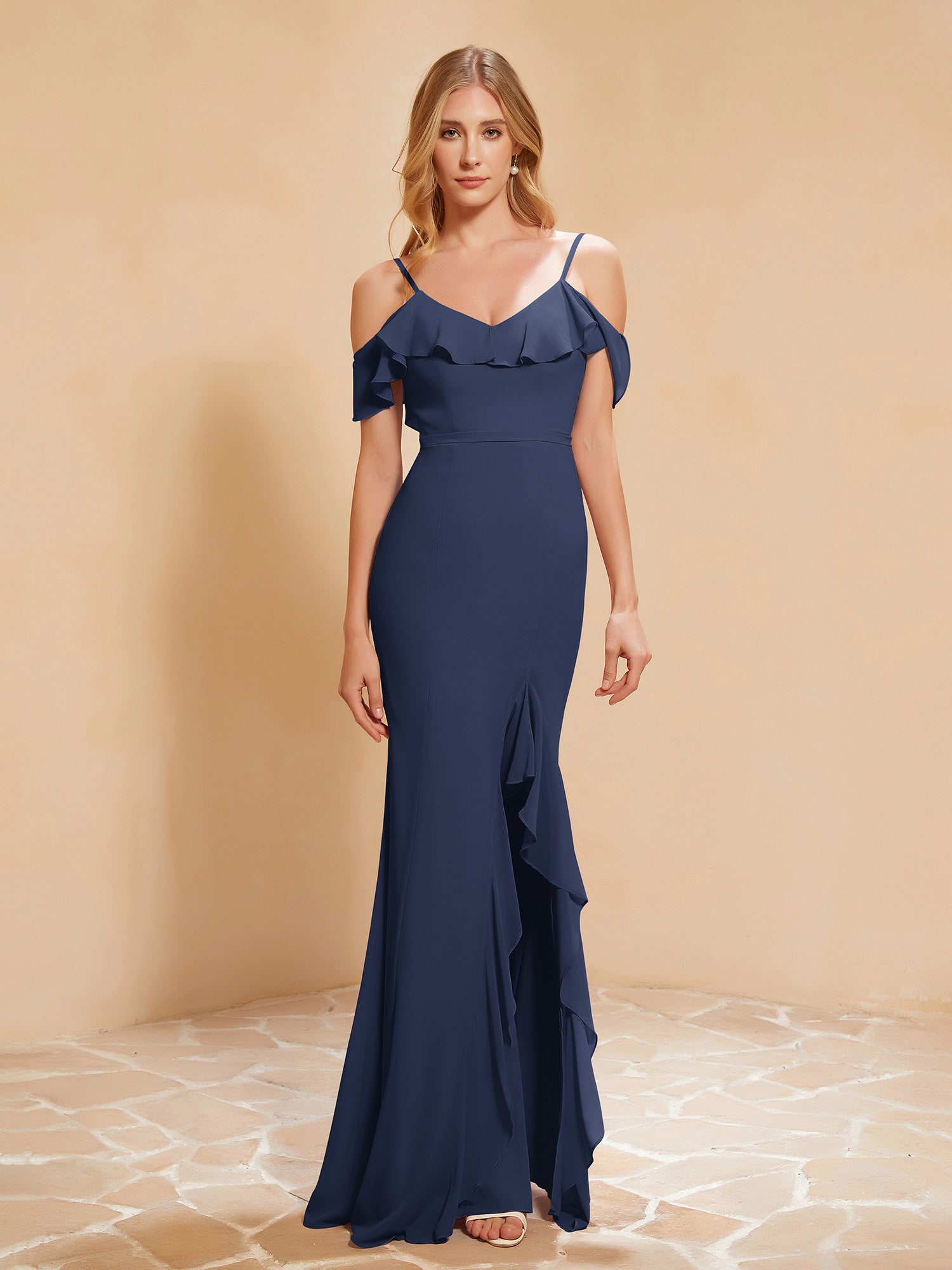Flutter Sleeves Long Gown with Slit Watermelon Plus Size