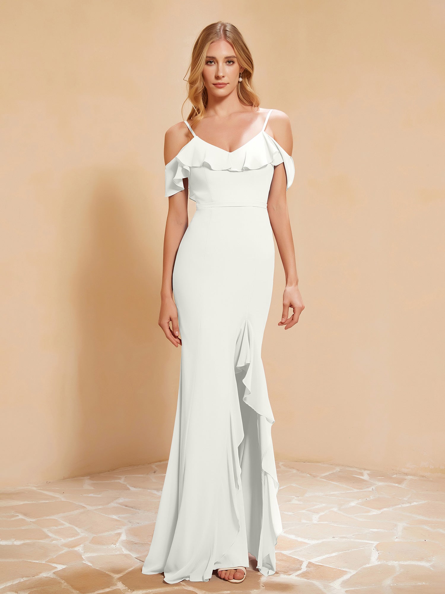 Strapless Long Sheath Chiffon Gown with Slit Lemon Plus Size