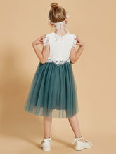 A-Line Knee Length Flower Girl Dress with Flutter Sleeves