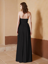 Strapless Chiffon Full Length Dresses Black