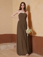 Strapless Chiffon Full Length Dresses Brown