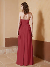 Strapless Chiffon Full Length Dresses Burgundy