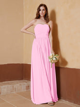 Strapless Chiffon Full Length Dresses Candy Pink
