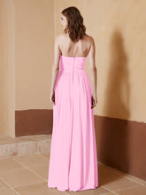 Strapless Chiffon Full Length Dresses Candy Pink