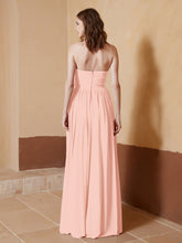 Strapless Chiffon Full Length Dresses Coral