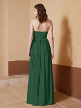Strapless Chiffon Full Length Dresses Dark Green