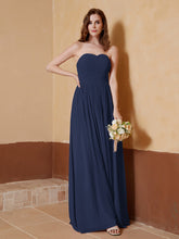 Strapless Chiffon Full Length Dresses Dark Navy