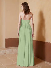 Strapless Chiffon Full Length Dresses Dusty Sage