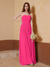 Strapless Chiffon Full Length Dresses Fuchsia