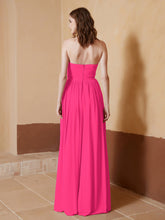 Strapless Chiffon Full Length Dresses Fuchsia