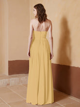 Strapless Chiffon Full Length Dresses Gold