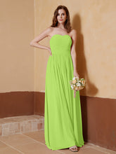 Strapless Chiffon Full Length Dresses Lime Green