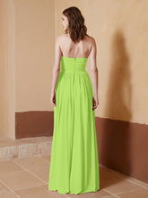 Strapless Chiffon Full Length Dresses Lime Green