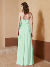 Strapless Chiffon Full Length Dresses Mint Green