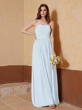 Strapless Chiffon Full Length Dresses Mist