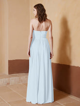 Strapless Chiffon Full Length Dresses Mist