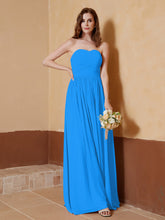 Strapless Chiffon Full Length Dresses Ocean Blue