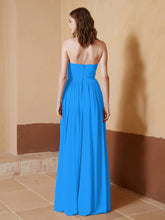 Strapless Chiffon Full Length Dresses Ocean Blue