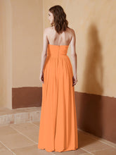 Strapless Chiffon Full Length Dresses Orange