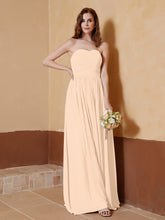 Strapless Chiffon Full Length Dresses Peach