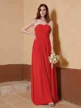 Strapless Chiffon Full Length Dresses Red