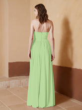 Strapless Chiffon Full Length Dresses Sage