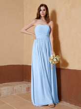Strapless Chiffon Full Length Dresses Sky Blue