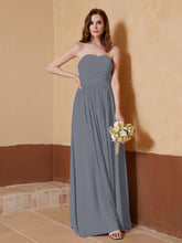 Strapless Chiffon Full Length Dresses Steel Grey