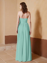 Strapless Chiffon Full Length Dresses Turquoise