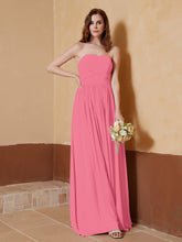 Strapless Chiffon Full Length Dresses Watermelon