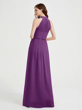 High Neck Full Length Dress with Slit Grape