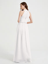 High Neck Full Length Dress with Slit Ivory