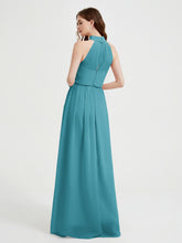 High Neck Full Length Dress with Slit Jade