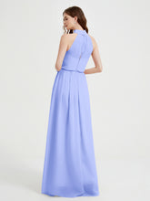 High Neck Full Length Dress with Slit Lavender