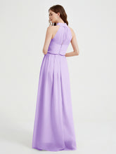 High Neck Full Length Dress with Slit Lilac