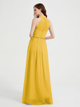 High Neck Full Length Dress with Slit Marigold