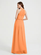 High Neck Full Length Dress with Slit Orange
