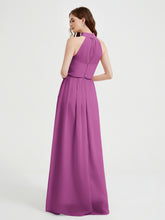 High Neck Full Length Dress with Slit Orchid